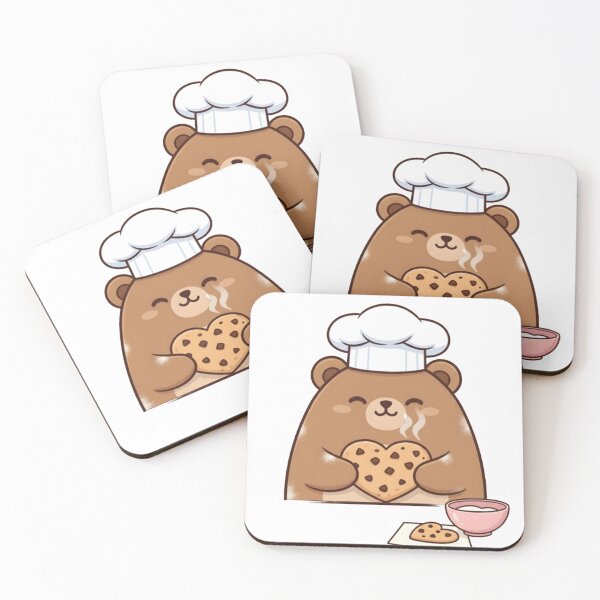 Artikelvorschau, Kawaii Bäcker Bär | Mit Liebe gebacken | Süßes Keks-Design entworfen und verkauft von Outline Studio.