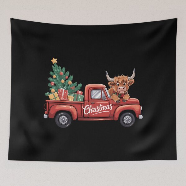 Artikelvorschau, Frohe Weihnachten Kuh Weihnachtsbaum Truck Xmas entworfen und verkauft von WalshDrawnLaugh.