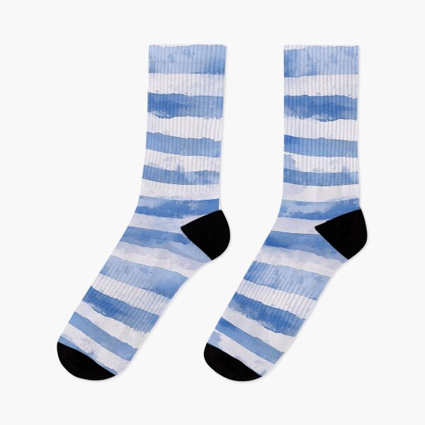 Item preview, Blue White Horizontal Stripes Watercolor All Over designed and sold by Feeling Artsy.