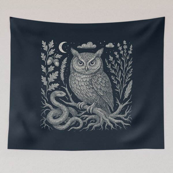 Item preview, Owl Snake Moon Forest Night Bird designed and sold by EdvvinStudios.