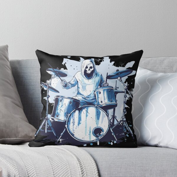 Item preview, Skull Drummer in Hoodie – Grunge Rock Skeleton Behind the Kit designed and sold by VikArt7.