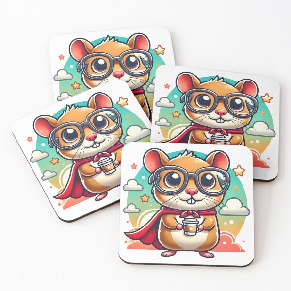 Item preview, Cute Coffee Hamster with Glasses - Adorable Cartoon Animal Art. designed and sold by The-T-In-Retro.