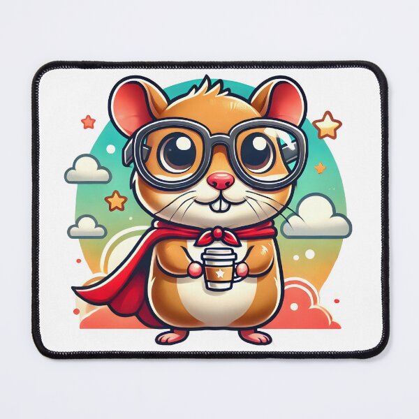 Item preview, Cute Coffee Hamster with Glasses - Adorable Cartoon Animal Art. designed and sold by The-T-In-Retro.