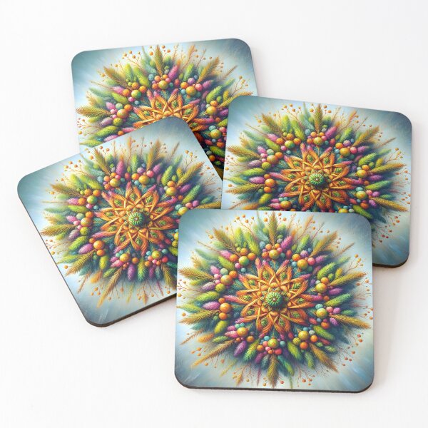 Item preview, Evergreen Winter Pine Mandala – Colorful Fall Vibes with Pinecones and Fir Branches designed and sold by EmeraldeaDesign.