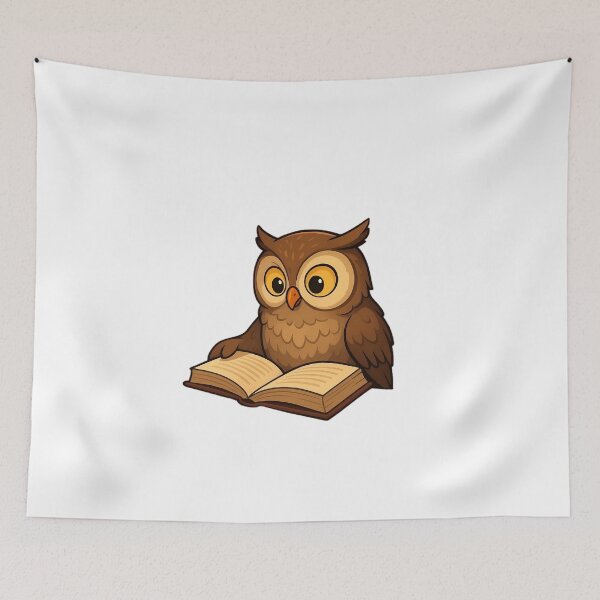 Item preview, owl reading book designed and sold by PawsGiggles.