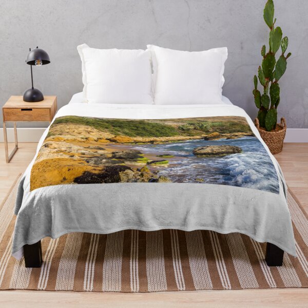 Item preview, Coastal Beach With Rocks, Waves And Greenery Along Sunny Seaside Shoreline designed and sold by Nmallia.