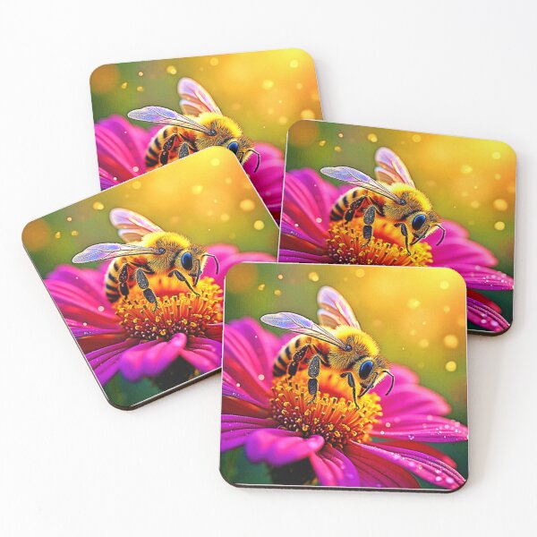 Item preview, Golden Bee Flower Magic Light Design designed and sold by Health And Fitness Posts e-Store.
