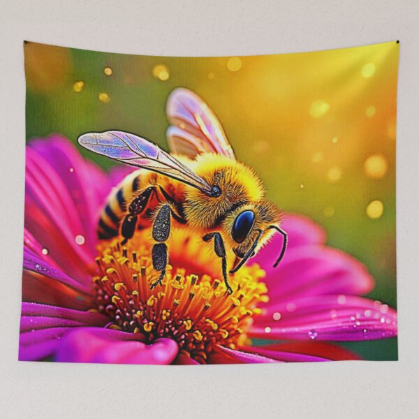 Item preview, Golden Bee Flower Magic Light Design designed and sold by Health And Fitness Posts e-Store.
