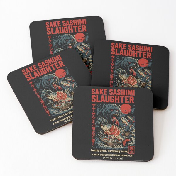 Item preview, Sake Sashimi Slaughter – Retro Japanese Horror Poster designed and sold by DreamCraze.