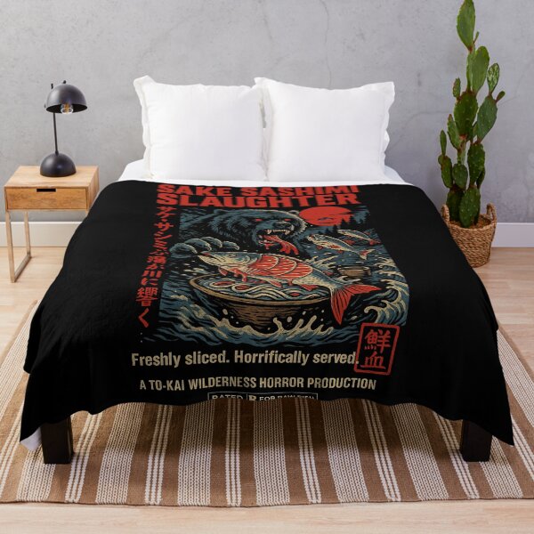 Item preview, Sake Sashimi Slaughter – Retro Japanese Horror Poster designed and sold by DreamCraze.
