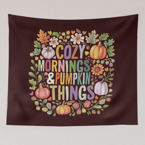 Item preview, Cozy Mornings and Pumpkin Things – Cute Autumn Quote Design | Fall Aesthetic Art. designed and sold by SaraSumi.