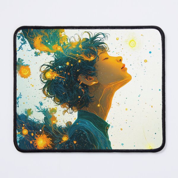 Item preview, Contemplative Figure with Abstract Floral Elements designed and sold by davidonstudio.