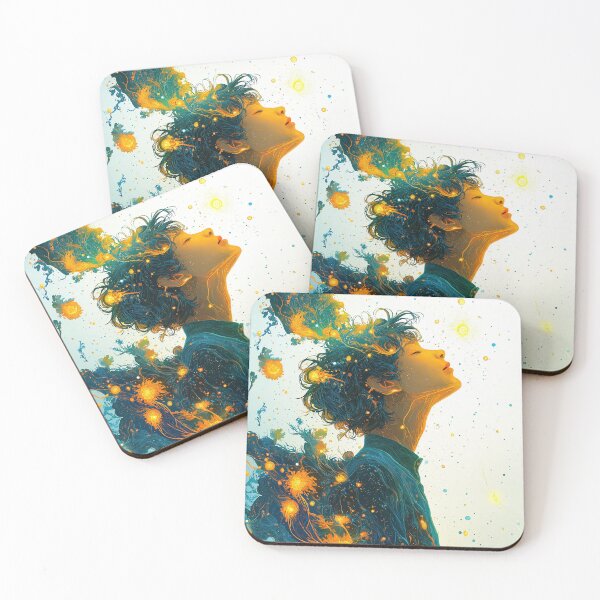 Item preview, Contemplative Figure with Abstract Floral Elements designed and sold by davidonstudio.