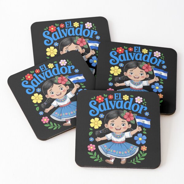Item preview, El Salvador Flag Girl Cute Floral Traditional Style for Kids designed and sold by NUMAcreations.