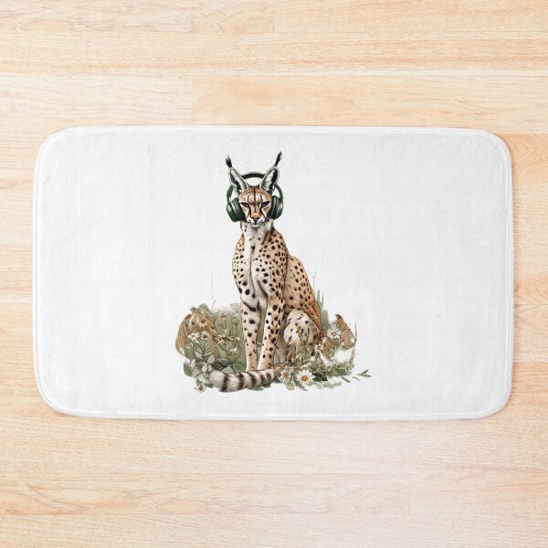 Item preview, Caracal Listening to Music | Pastel Floral Aesthetic Art designed and sold by Naturalite19.