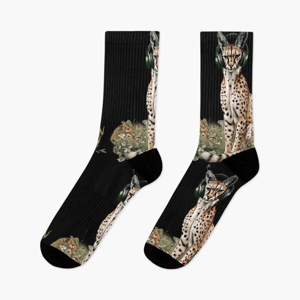 Item preview, Caracal Listening to Music | Pastel Floral Aesthetic Art designed and sold by Naturalite19.