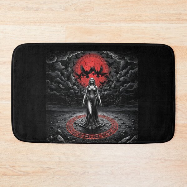 Item preview, Gothic Woman in Rune Circle with Ravens and Blood Moon designed and sold by PixCthulhu.