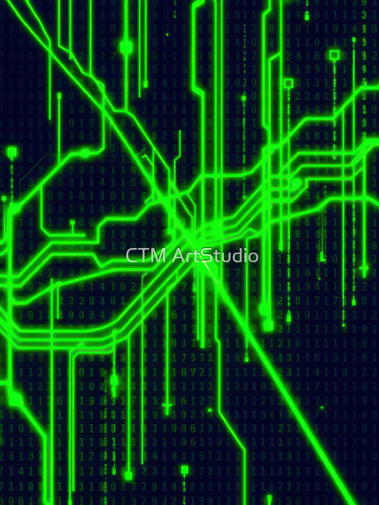 Thumbnail 4 of 4, iPhone Case, Digital Matrix Abstract Code designed and sold by CTM ArtStudio.