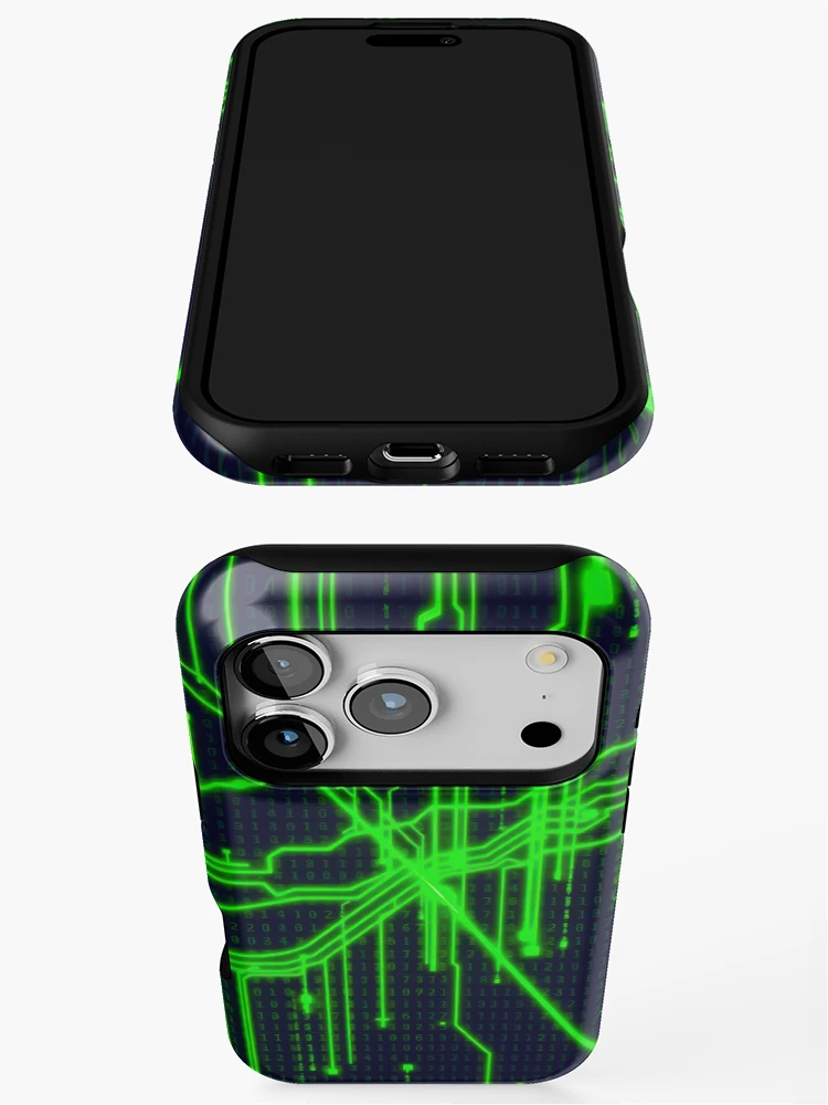 Thumbnail 3 of 4, iPhone Case, Digital Matrix Abstract Code designed and sold by CTM ArtStudio.