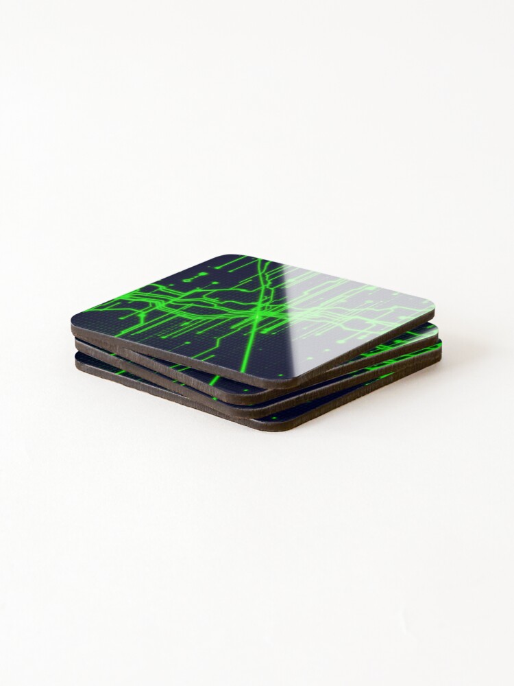 Thumbnail 4 of 5, Coasters (Set of 4), Digital Matrix Abstract Code designed and sold by ctmartstudio.