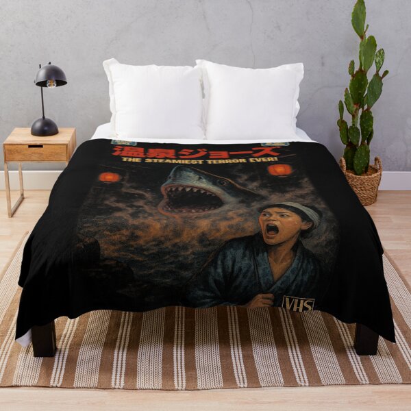 Item preview, Onsen Jaws (温泉ジョーズ) – Steamy Japanese Shark Horror Poster designed and sold by DreamCraze.
