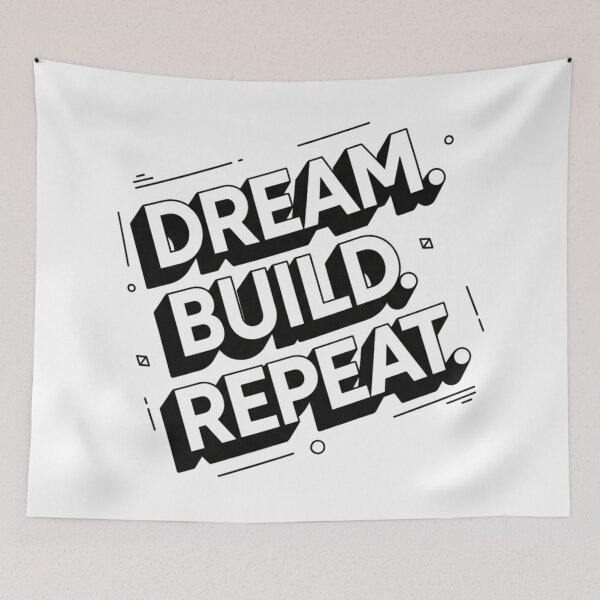 Item preview, Dream Build Repeat - Geometric Typography designed and sold by Silent Watch Threads..