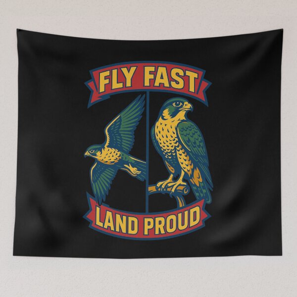 Item preview, Fly Fast Land Proud Falconry falcon Birds designed and sold by LuminOrb.
