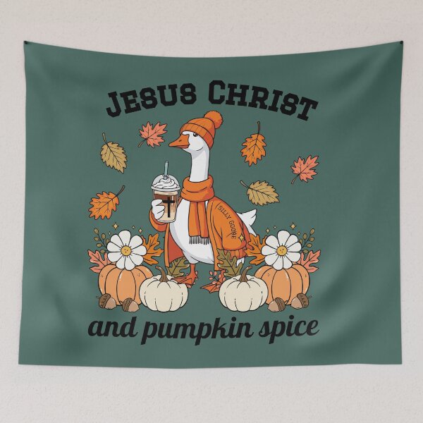 Item preview, Jesus Christ and Pumpkin Spice Coffee Goose  designed and sold by Forevermore.