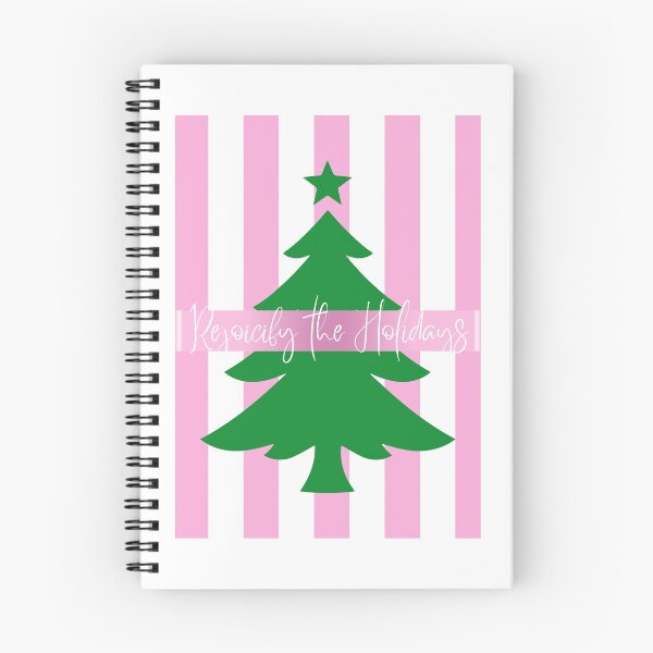 Item preview, WICKED Rejoicify the Holidays Christmas Card Tree Pink Green Striped Tag Note designed and sold by YBRDesigns.