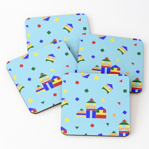 Item preview, Playful Building Blocks on Blue – Colorful Geometric Kids Pattern designed and sold by Designs by christel_treiber.