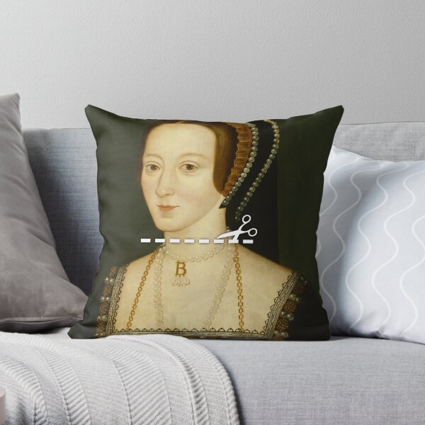 Cut Here - Anne Boleyn Throw Pillow