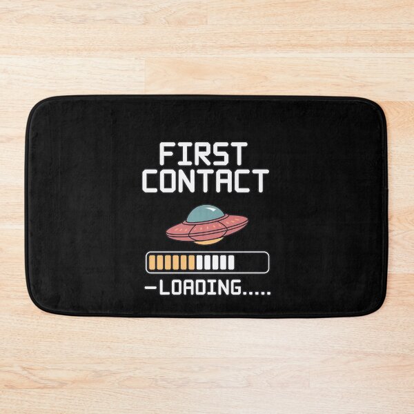 Item preview, First Contact Loading Retro UFO Sci-Fi Humor designed and sold by DeesDeesigns.
