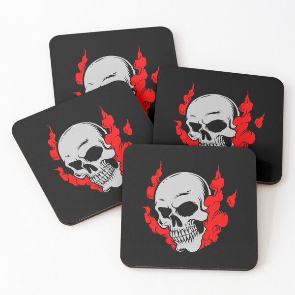 Item preview, Skull with red fire on Halloween designed and sold by Joncasmiart.