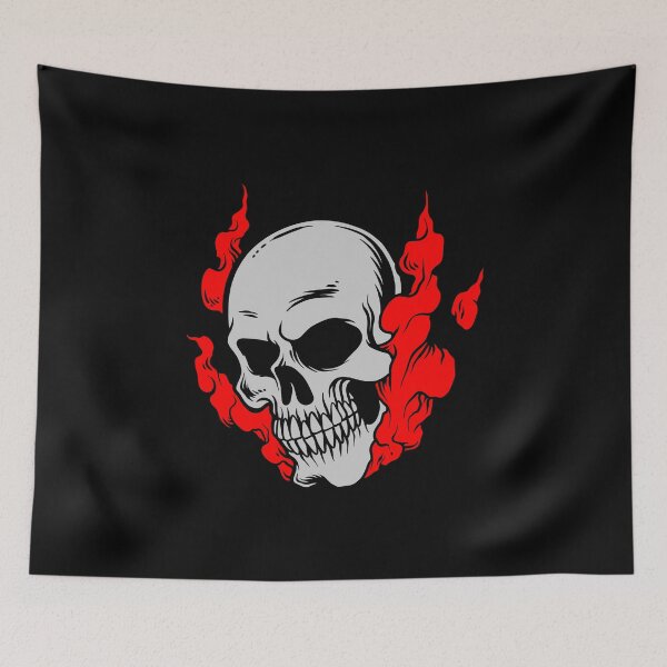 Item preview, Skull with red fire on Halloween designed and sold by Joncasmiart.