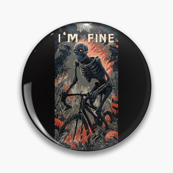 Item preview, Skeleton Riding Bicycle Halloween | "I'm Fine" Dark Humour | Bike Commuter Goth Art designed and sold by CrunchyGoats.