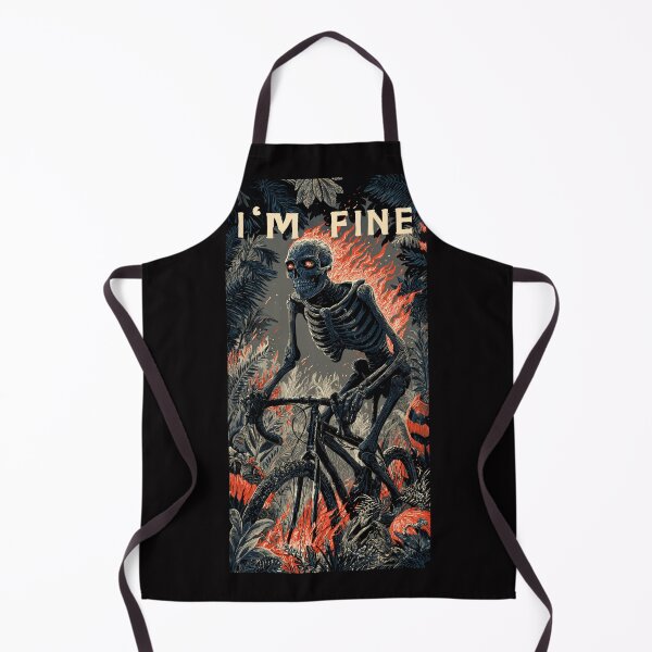 Item preview, Skeleton Riding Bicycle Halloween | "I'm Fine" Dark Humour | Bike Commuter Goth Art designed and sold by CrunchyGoats.