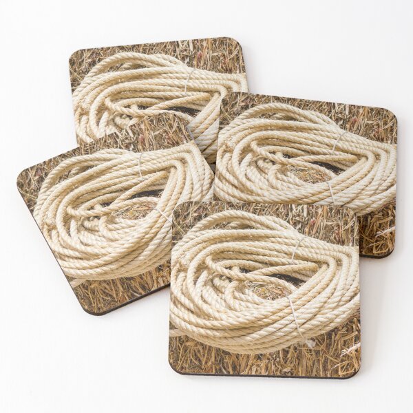 Item preview, Coiled Rope on Hay Background—Rustic Farm Scene With Thick Hemp Cord designed and sold by Nmallia.
