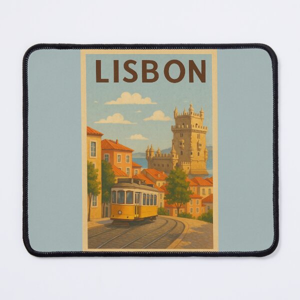 Item preview, Lisbon Portugal Travel Art – Yellow Tram and Belem Tower City Souvenir designed and sold by Annika Shurafa.