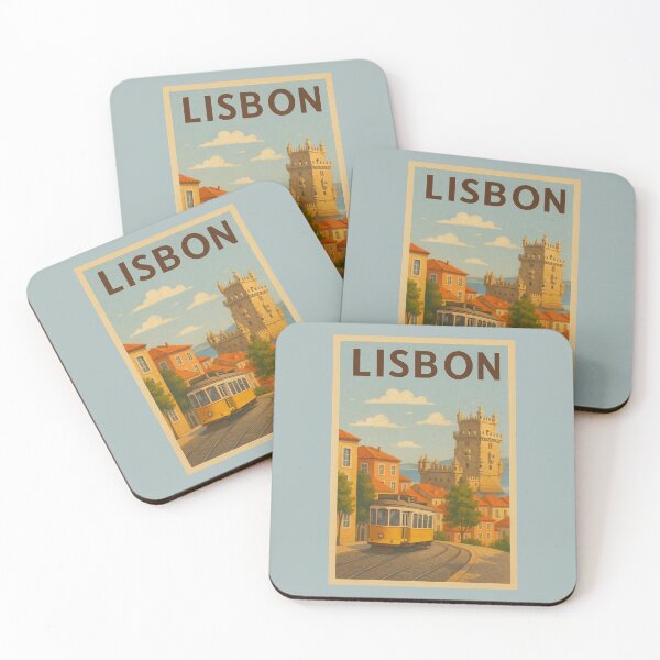 Item preview, Lisbon Portugal Travel Art – Yellow Tram and Belem Tower City Souvenir designed and sold by Annika Shurafa.