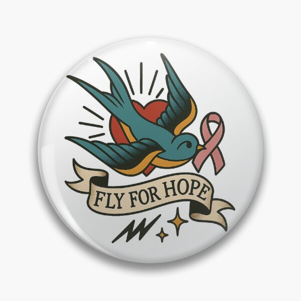 Item preview, Fly for Hope – Breast Cancer Awareness Swallow Tattoo Flash Design designed and sold by ClassroomInk.