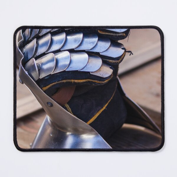 Item preview, Medieval Armor Gauntlet Display With Scaled Steel Plates On Wooden Floor, Knight Craftsmanship Exhibit designed and sold by Nmallia.