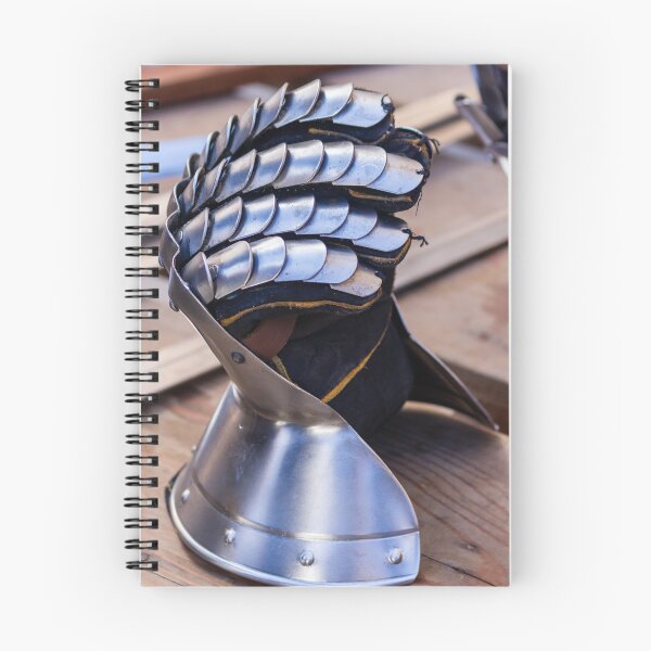 Item preview, Medieval Armor Gauntlet Display With Scaled Steel Plates On Wooden Floor, Knight Craftsmanship Exhibit designed and sold by Nmallia.