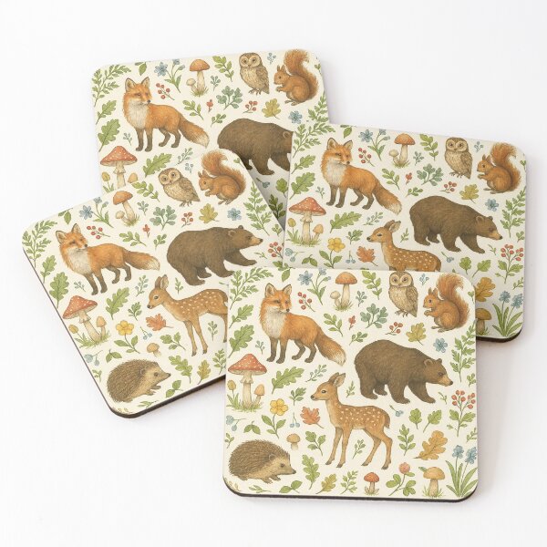 Item preview, Whimsical Forest Creatures Scattered Pattern designed and sold by MiLaKK.