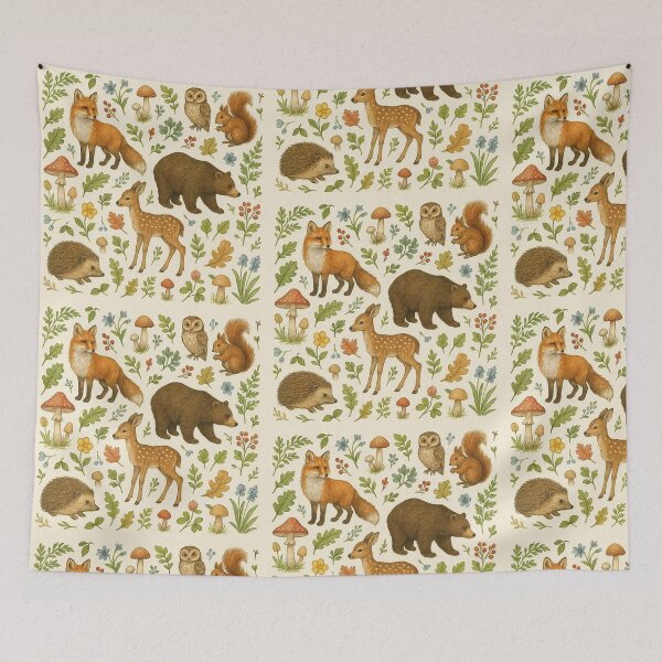 Item preview, Whimsical Forest Creatures Scattered Pattern designed and sold by MiLaKK.