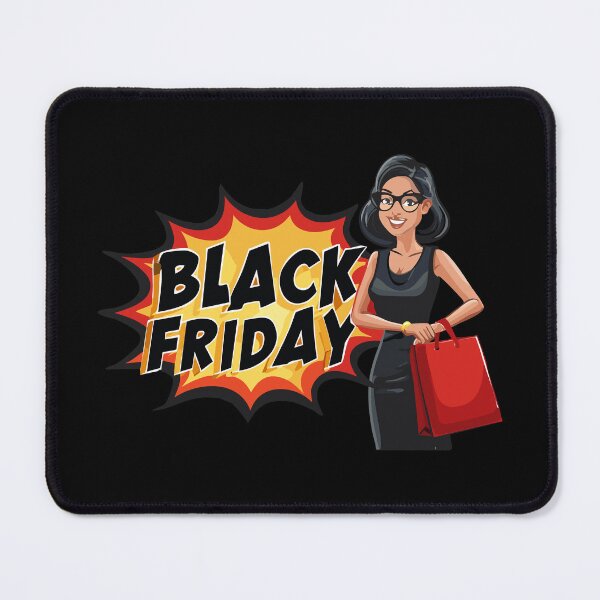 Item preview, A smiling Woman Shopping with Black Friday Bags, Happy woman shopping in mall carrying multiple bags. Cartoon vector illustration of female shopper on Black Friday sale, designed and sold by Danler.