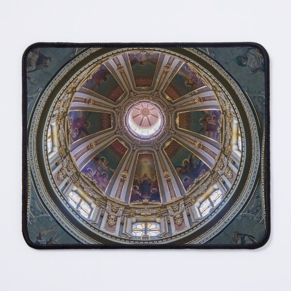 Item preview, Ornate Dome Ceiling with Painted Panels, Gold Accents, and Soft Light in Historic Church Interior designed and sold by Nmallia.