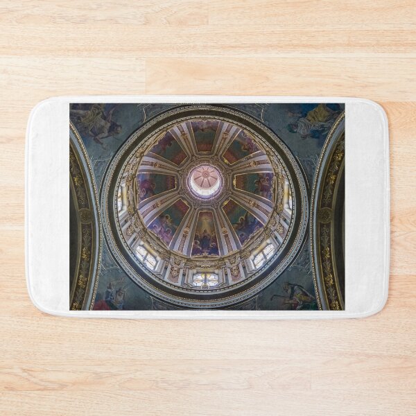 Item preview, Ornate Dome Ceiling with Painted Panels, Gold Accents, and Soft Light in Historic Church Interior designed and sold by Nmallia.