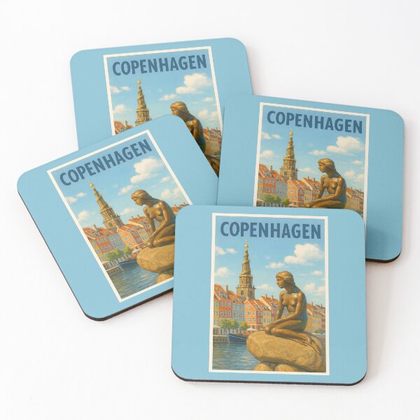 Item preview, Copenhagen Denmark Travel Art – The Little Mermaid and Nyhavn Waterfront Souvenir designed and sold by Annika Shurafa.