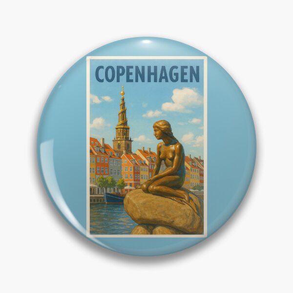 Artikelvorschau, Copenhagen Denmark Travel Art – The Little Mermaid and Nyhavn Waterfront Souvenir entworfen und verkauft von Annika Shurafa.