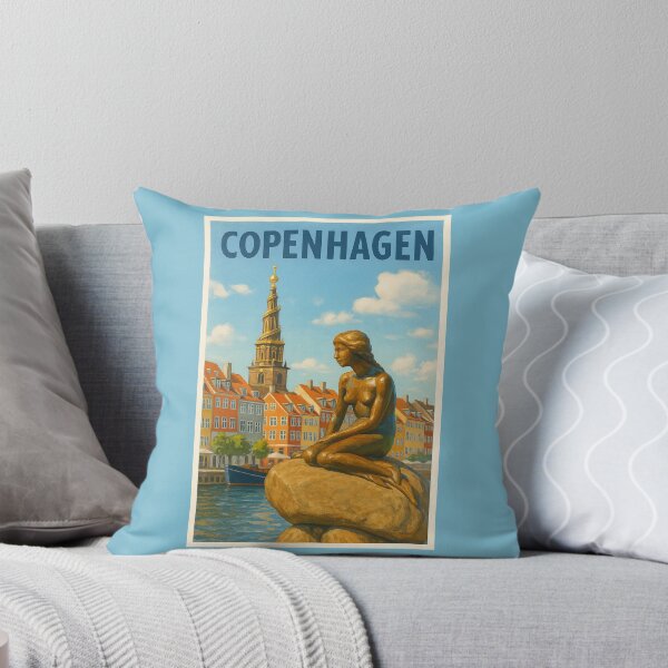 Item preview, Copenhagen Denmark Travel Art – The Little Mermaid and Nyhavn Waterfront Souvenir designed and sold by Annika Shurafa.